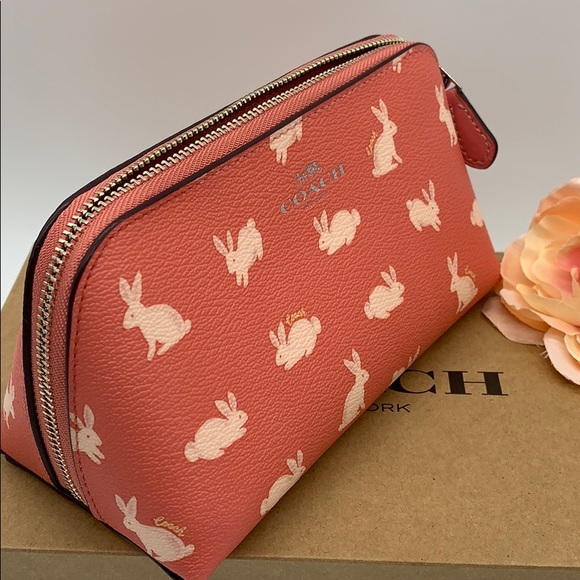 COACH COACH COSMETIC CASE WITH BUNNY SCRIPT PRINT - Picture 6 of 16
